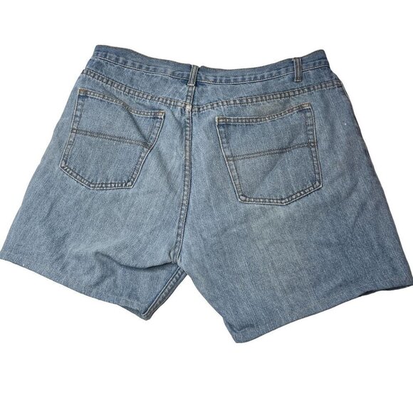 OPEN Trails MODIFIED Shorts Adults Mens W38 Blue Denim Distressed Jeans - Picture 2 of 5